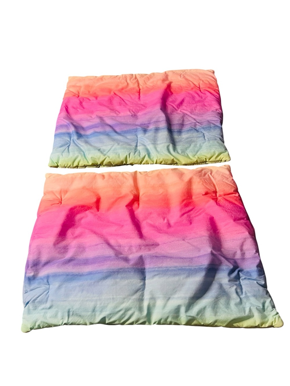 Pottery Barn Teen Set of 2 Ombre Rainbow Colors Puffy Pillow Cover